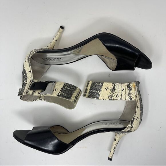 MK Michael Kors Guiliana Open Toe Snake Ankle Strap High Heels Shoe Women's 10 - Picture 5 of 9